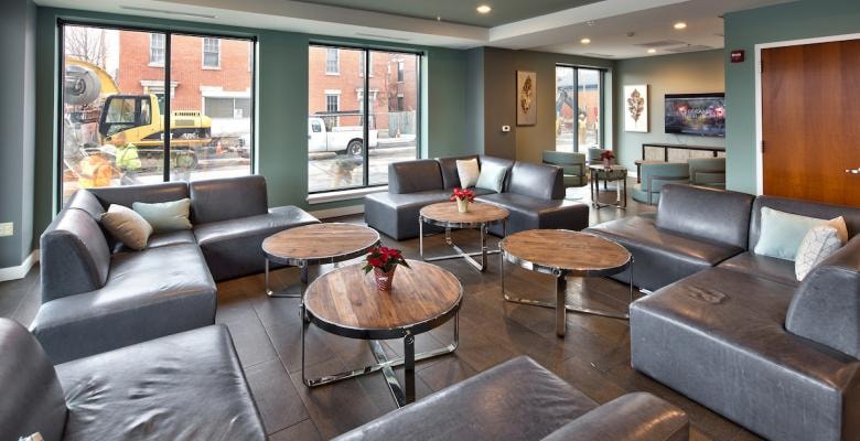 Charlotte Square community lounge seating area